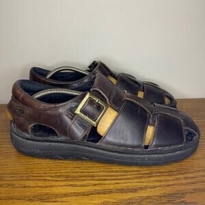Vintage Y2K Skechers Fisherman Chunky Platform Brown Leather Jesus Sandals 10